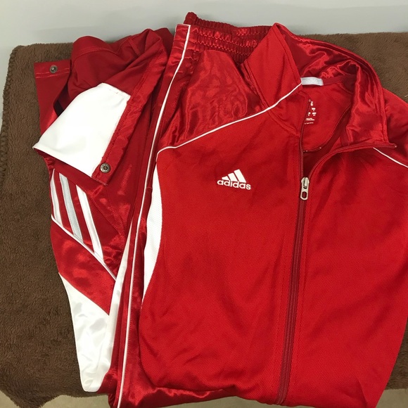 adidas red jacket and pants